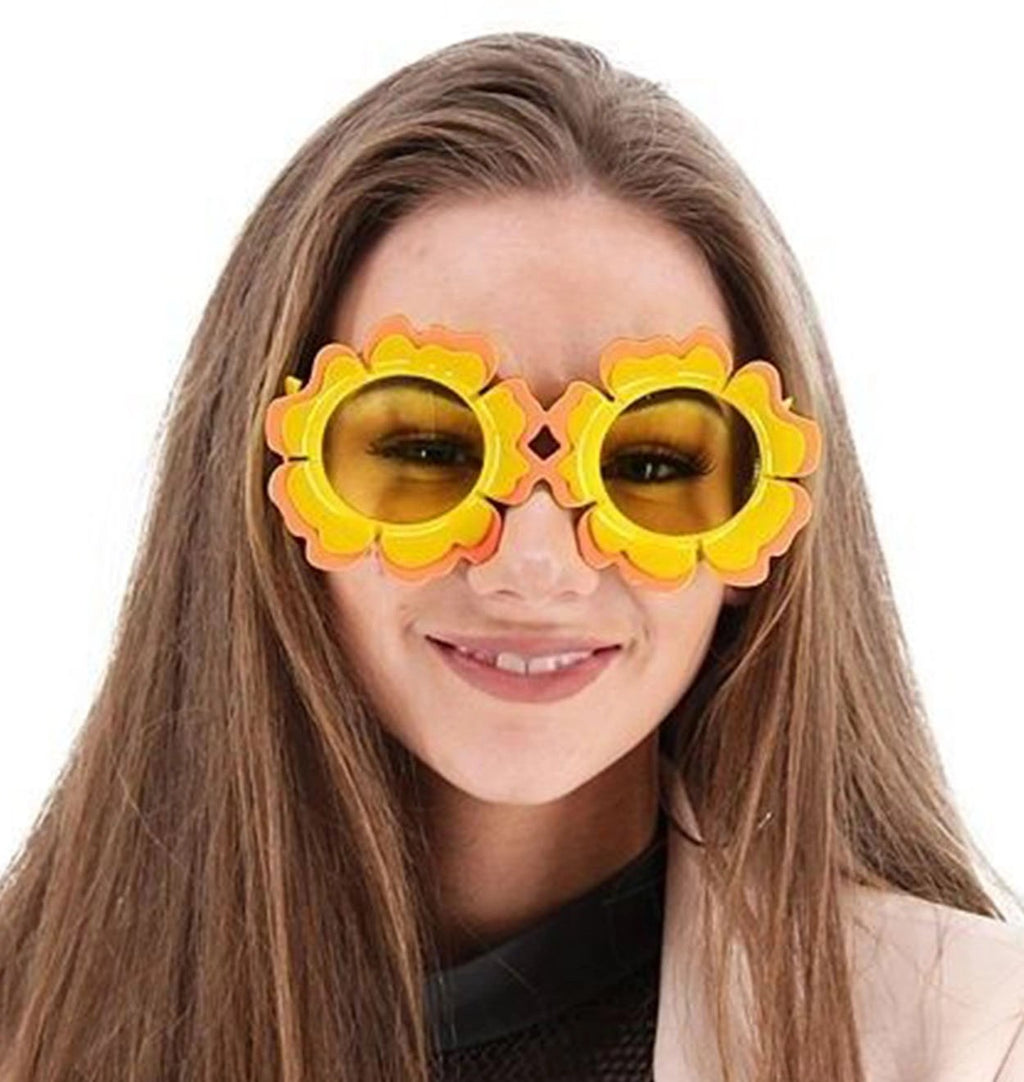 Mey İthalat® Papatya Şekilli Turuncu Sarı Renkli Hawaii Konsept Parti Gözlüğü 15x7 cm