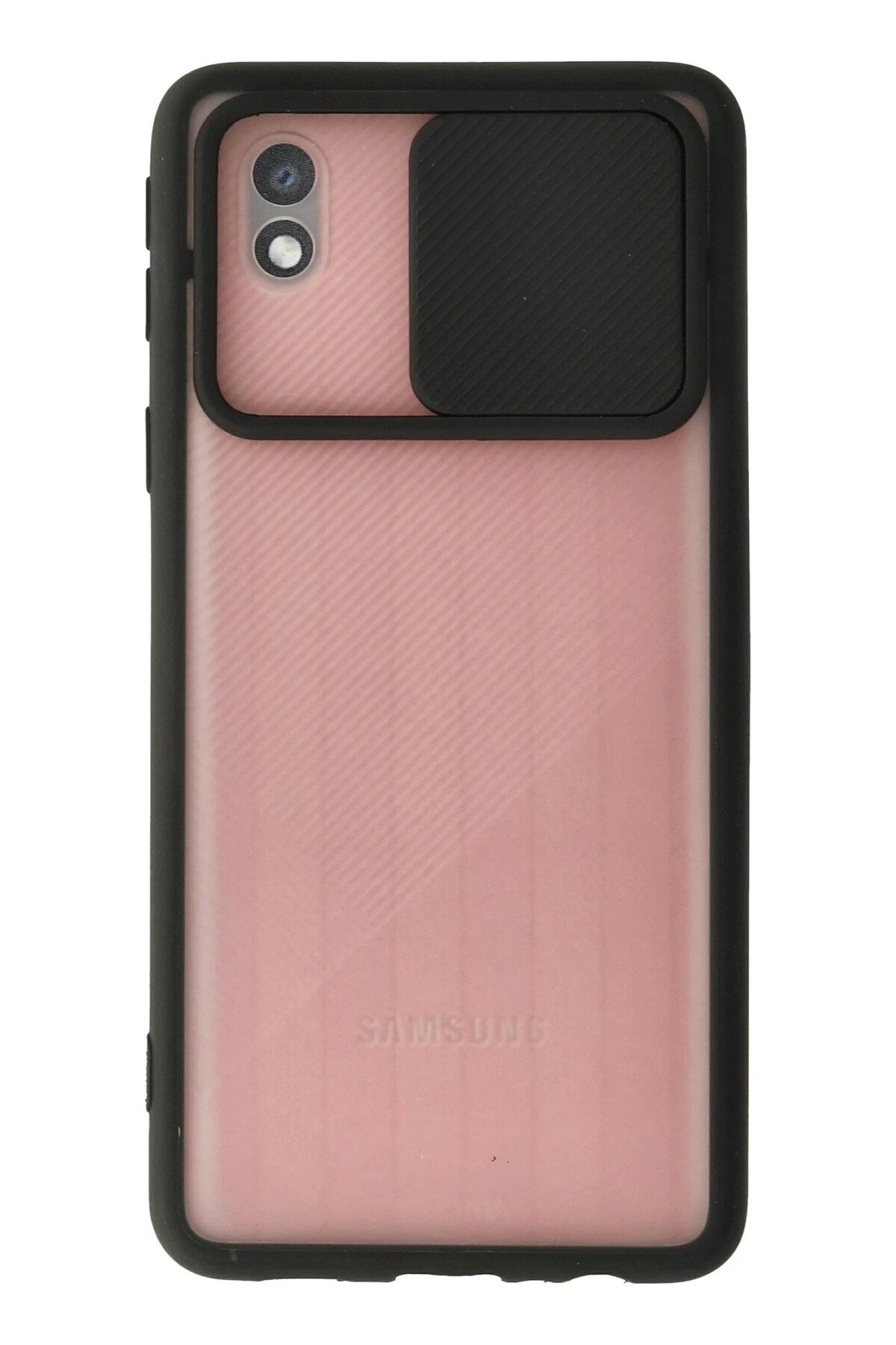 Mey İthalat® Samsung Galaxy A01 Core Kılıf Palm Buzlu Kamera Sürgülü Silikon - Siyah