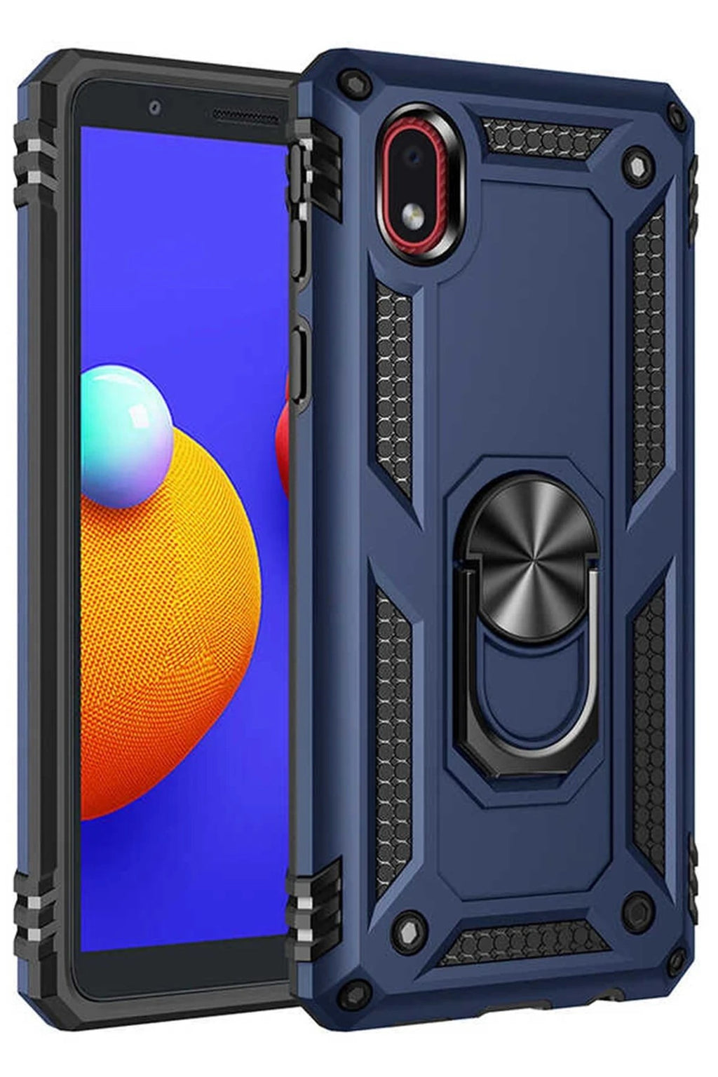 Mey İthalat® Samsung Galaxy A01 Core Kılıf Sofya Yüzüklü Silikon Kapak - Lacivert
