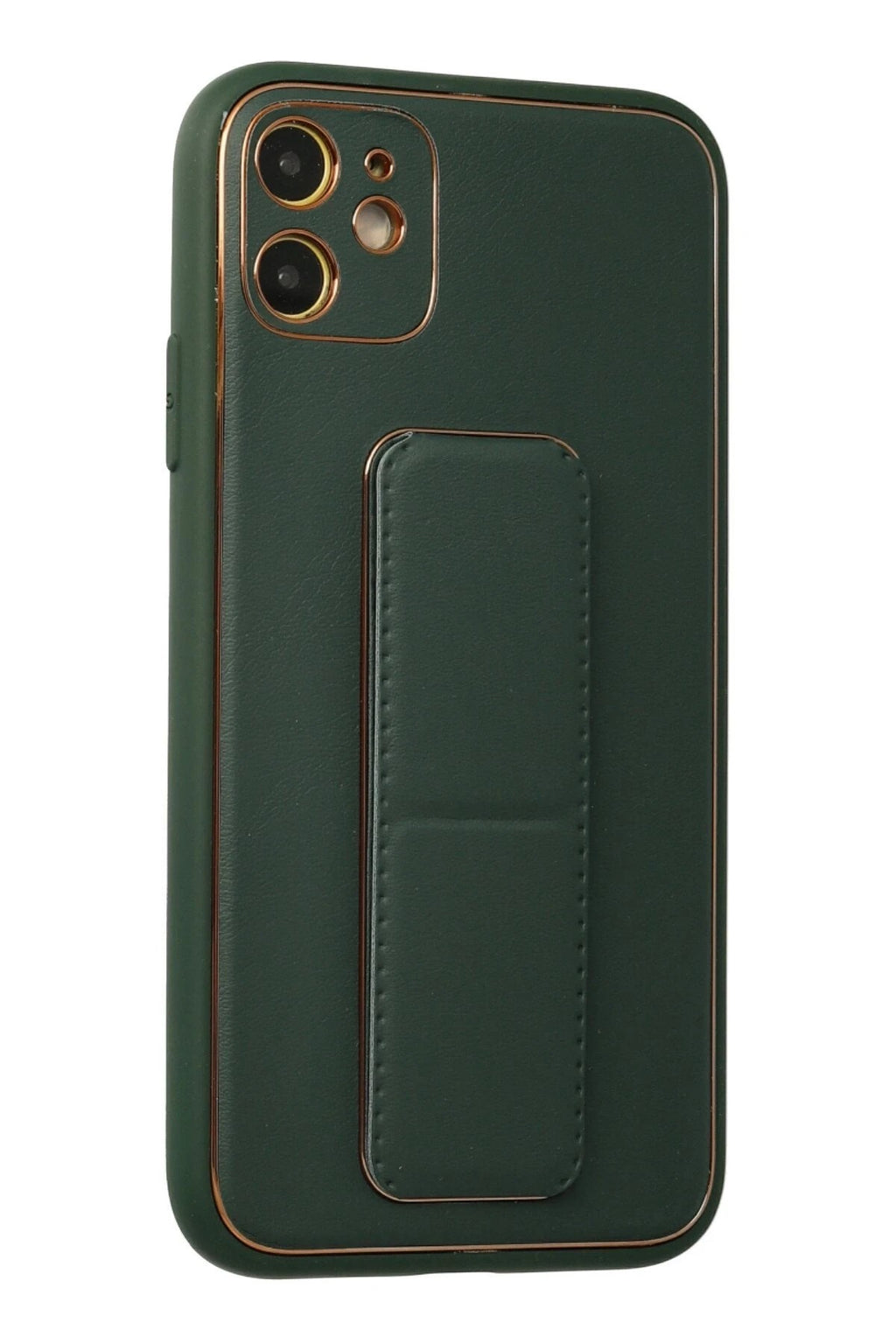 Mey İthalat® iPhone 12 Kılıf Coco Deri Standlı Kapak - Yeşil