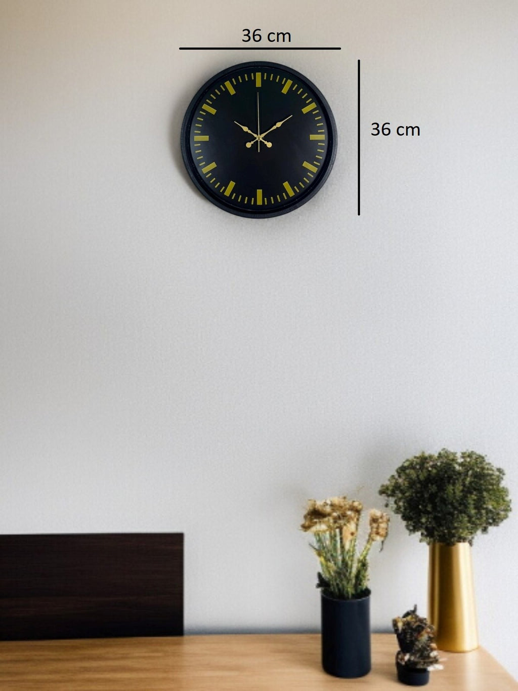 36 Cm Siyah Şık Duvar Saati