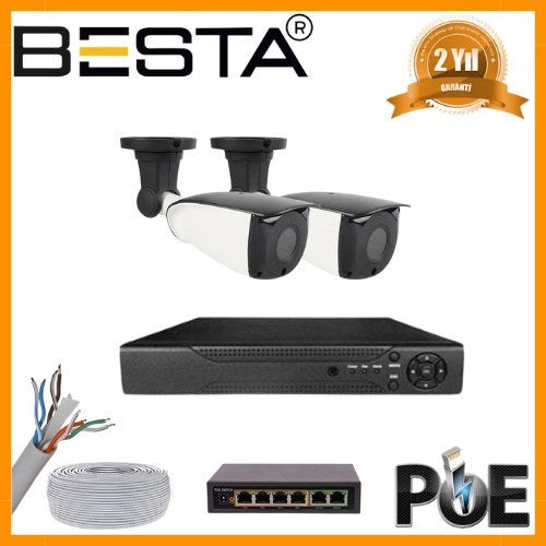 5 MP 1440P 2 DIŞ MEKAN KAMERALI IP POE Güvenlik Seti
