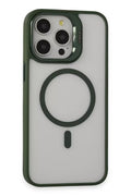 Mey İthalat® iPhone 15 Pro Kılıf Roblox Lens Magsafe Standlı Kapak - Koyu Yeşil