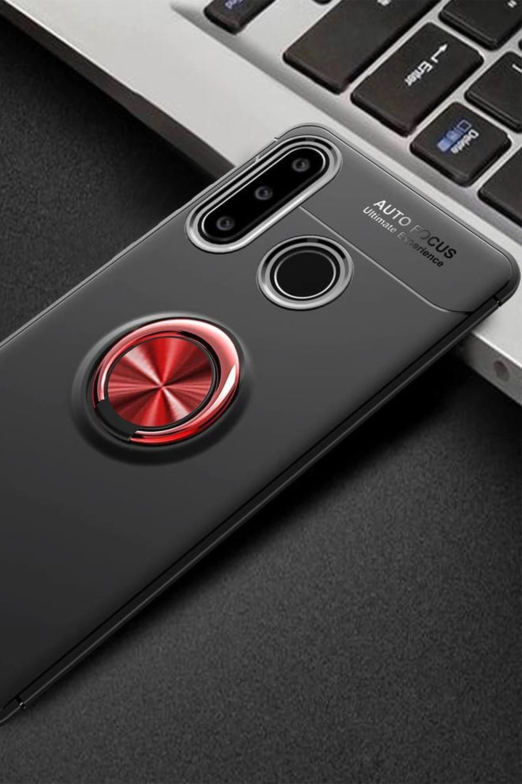 Mey İthalat® Huawei Y6P Kılıf Range Yüzüklü Silikon - Siyah-Kırmızı