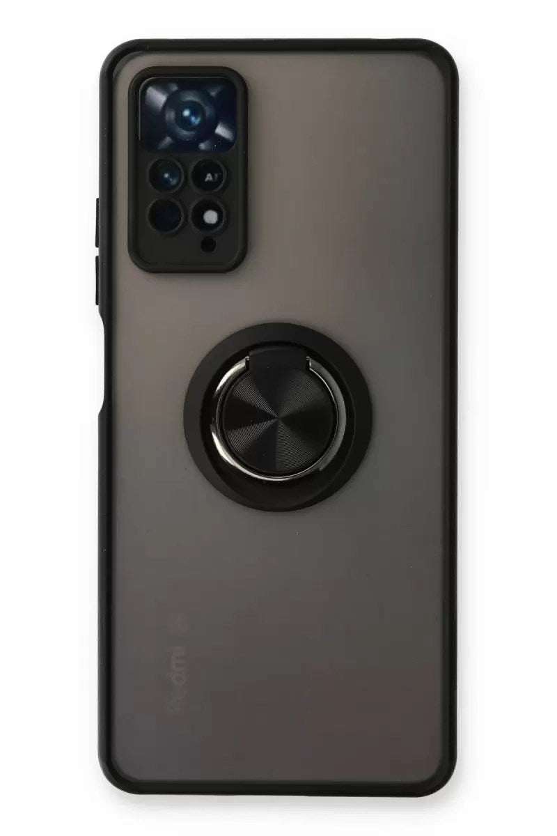 Mey İthalat® Redmi Note 11 Pro Kılıf Montreal Yüzüklü Silikon Kapak - Siyah