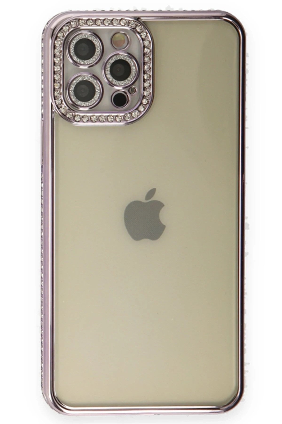 Mey İthalat® iPhone 12 Pro Kılıf Joke Taşlı Silikon - Mor