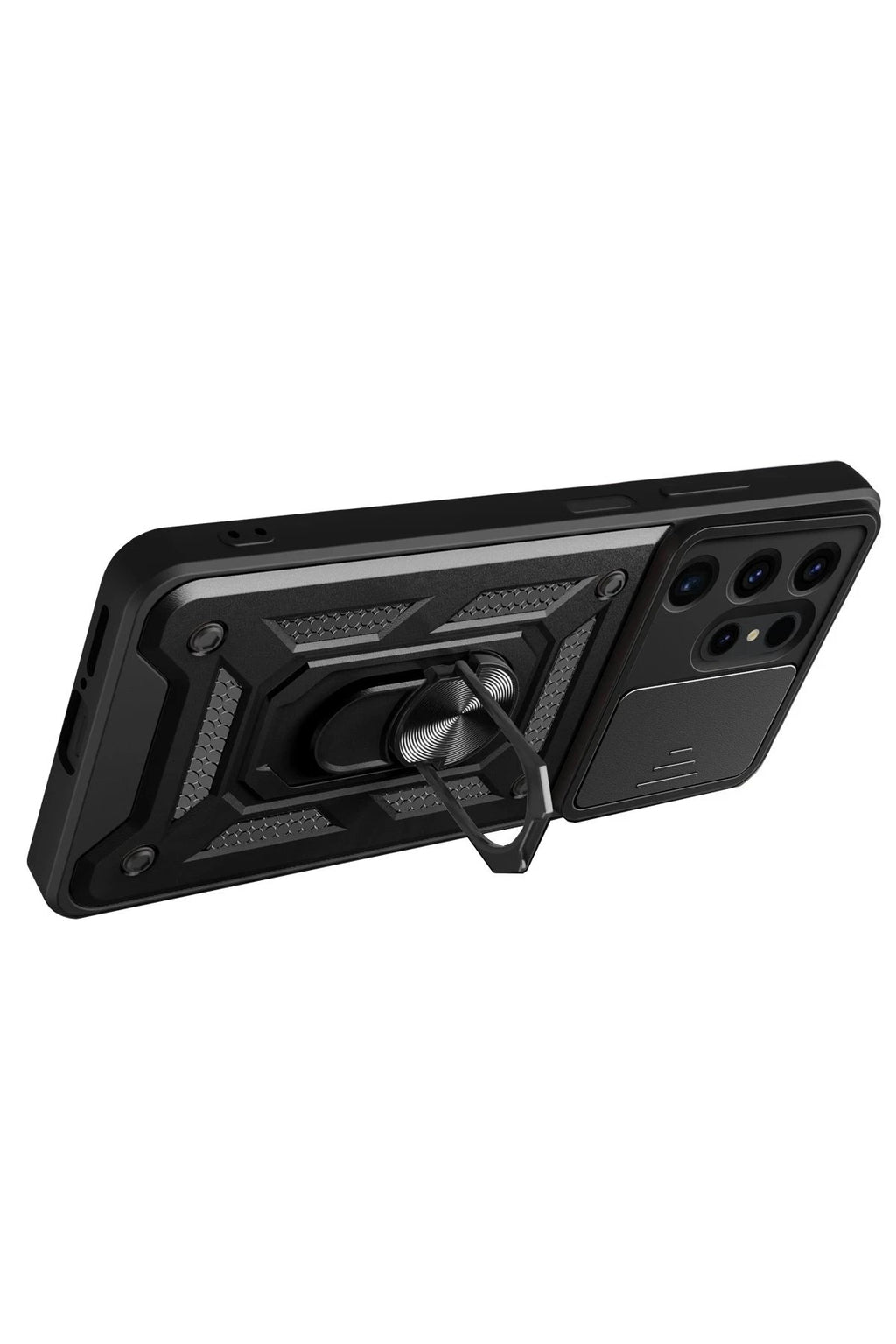 Mey İthalat® Samsung Galaxy S24 Ultra Kılıf Pars Lens Yüzüklü Silikon - Kırmızı