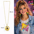 Mey İthalat® Retro Disko Topu Şekilli 80&amp;#39;ler 90&amp;#39;lar Altın Renk Plastik Kolye