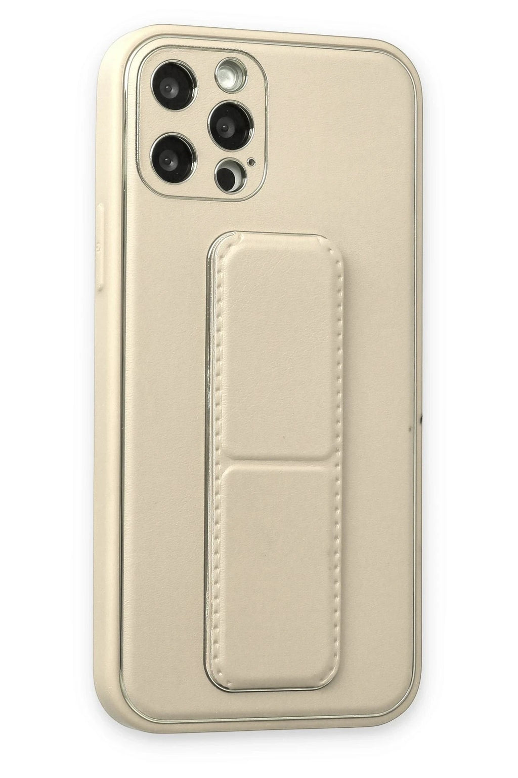 Mey İthalat® iPhone 12 Pro Kılıf Coco Deri Standlı Kapak - Beyaz