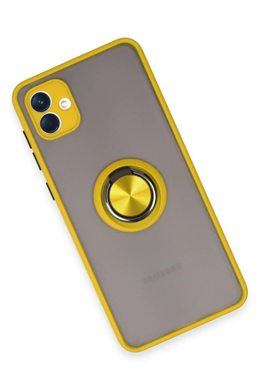 Mey İthalat® Samsung Galaxy A04 Kılıf Montreal Yüzüklü Silikon Kapak - Sarı
