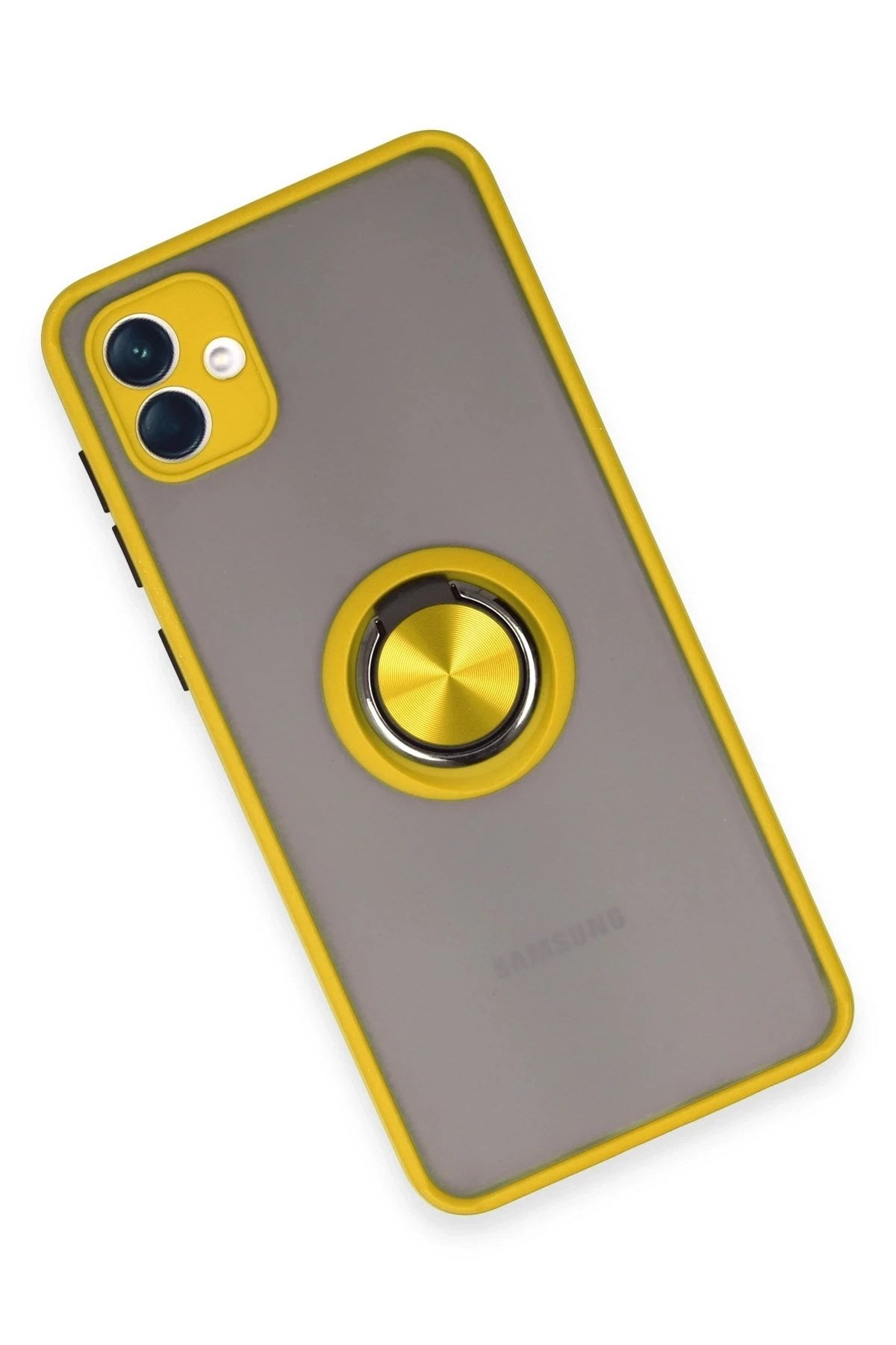 Mey İthalat® Samsung Galaxy A04 Kılıf Montreal Yüzüklü Silikon Kapak - Sarı