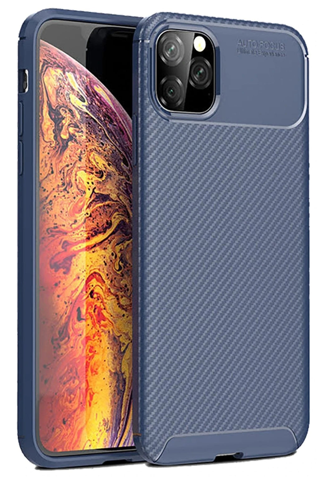 Mey İthalat® iPhone 11 Pro Max Kılıf Auto Focus Karbon Kapak - Lacivert