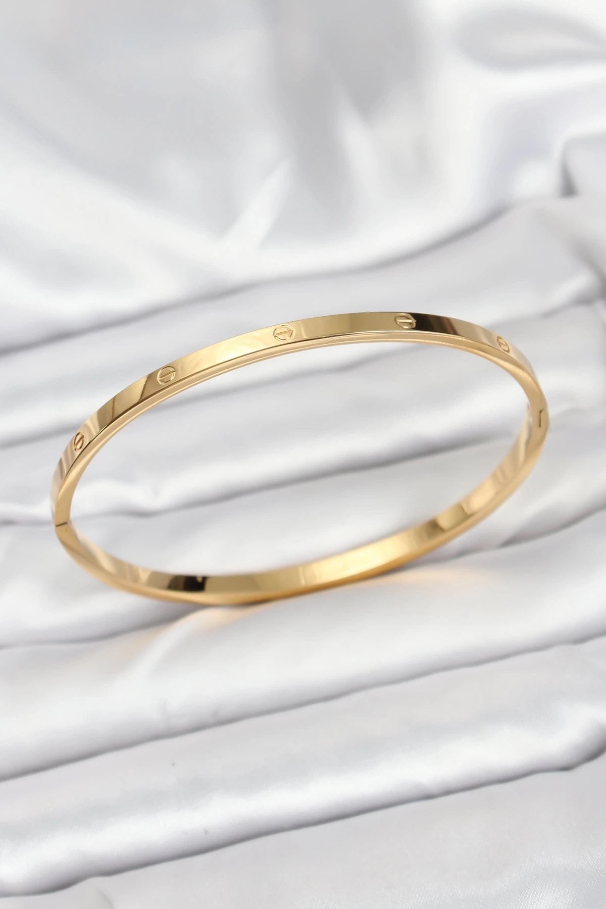 Mey İthalat® 316L Çelik Gold Renk 65 mm İnce Kadın Kelepçe Bileklik