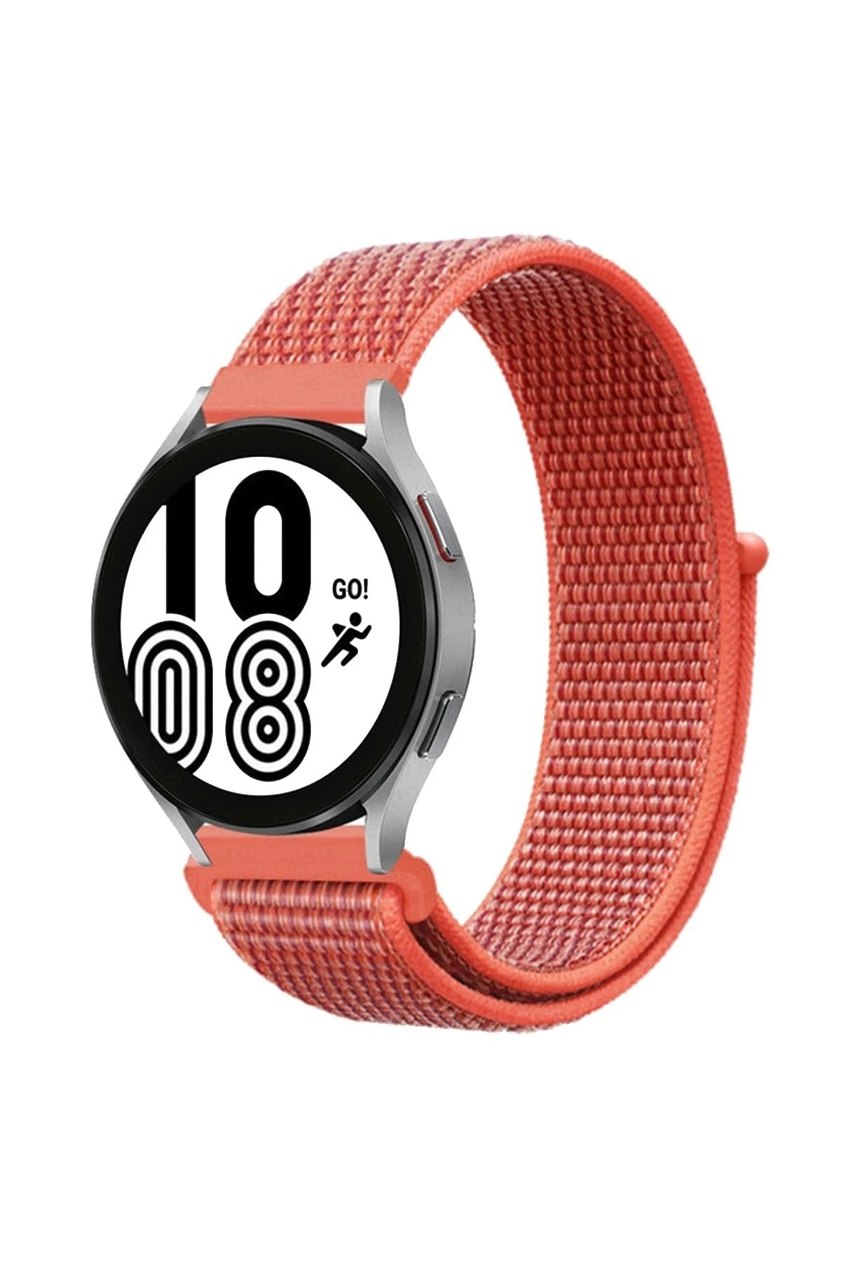 Mey İthalat® Samsung Galaxy Watch 4 Hasırlı Cırtcırtlı Kordon - Turuncu