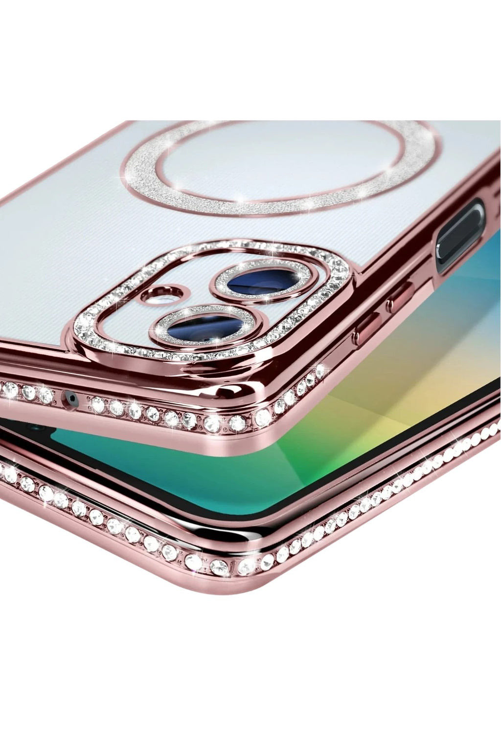Mey İthalat® Samsung Galaxy A06 Joke Simli Magneticsafe Kılıf - Pembe