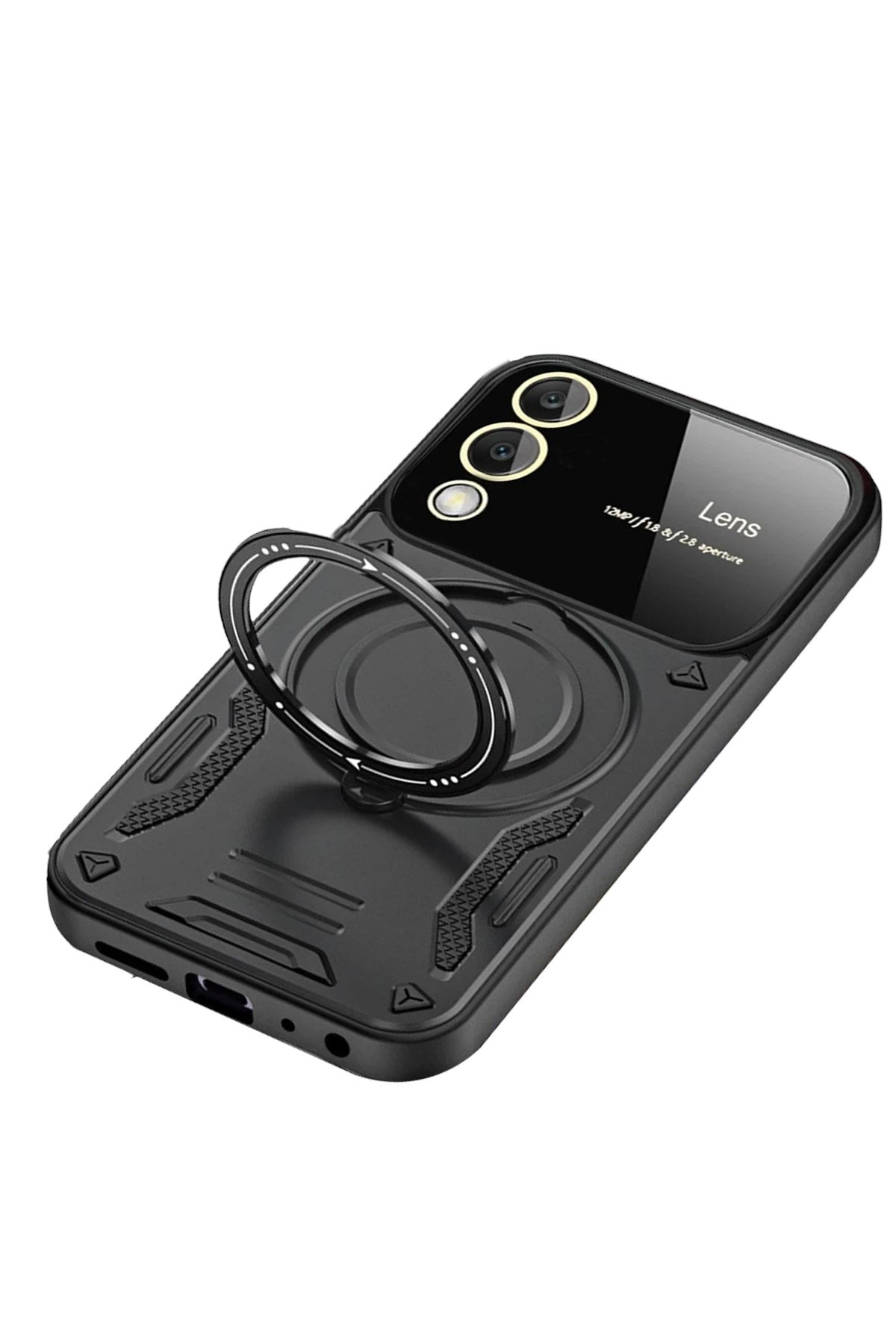 Mey İthalat® Samsung Galaxy S25 Edge Kılıf Joy Lens Standlı Kapak - Siyah