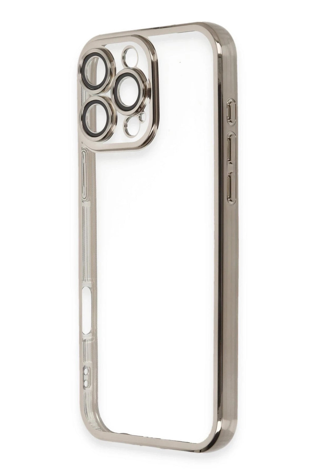 Mey İthalat® iPhone 16 Pro Kılıf Lensli Silikon - Titanyum Gri
