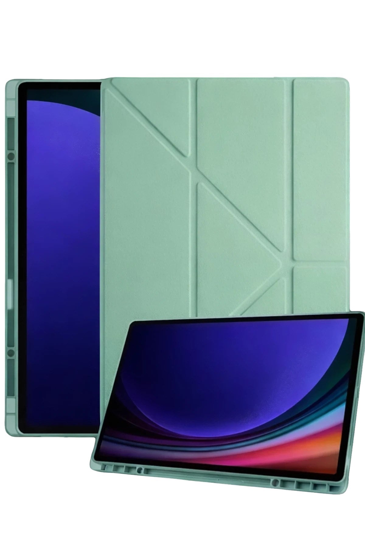 Mey İthalat® Samsung Galaxy Tab A11 Plus Kalemlikli Mars Tablet Kılıfı - Açık Yeşil