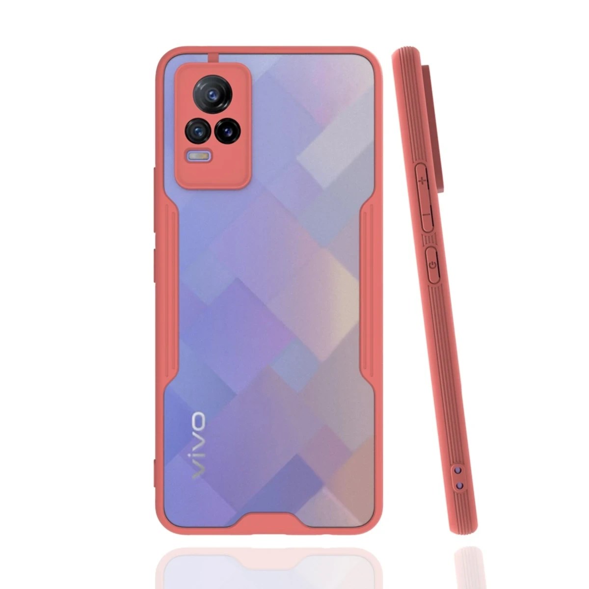 Mey İthalat® Vivo V21e Kılıf Platin Silikon - Pembe