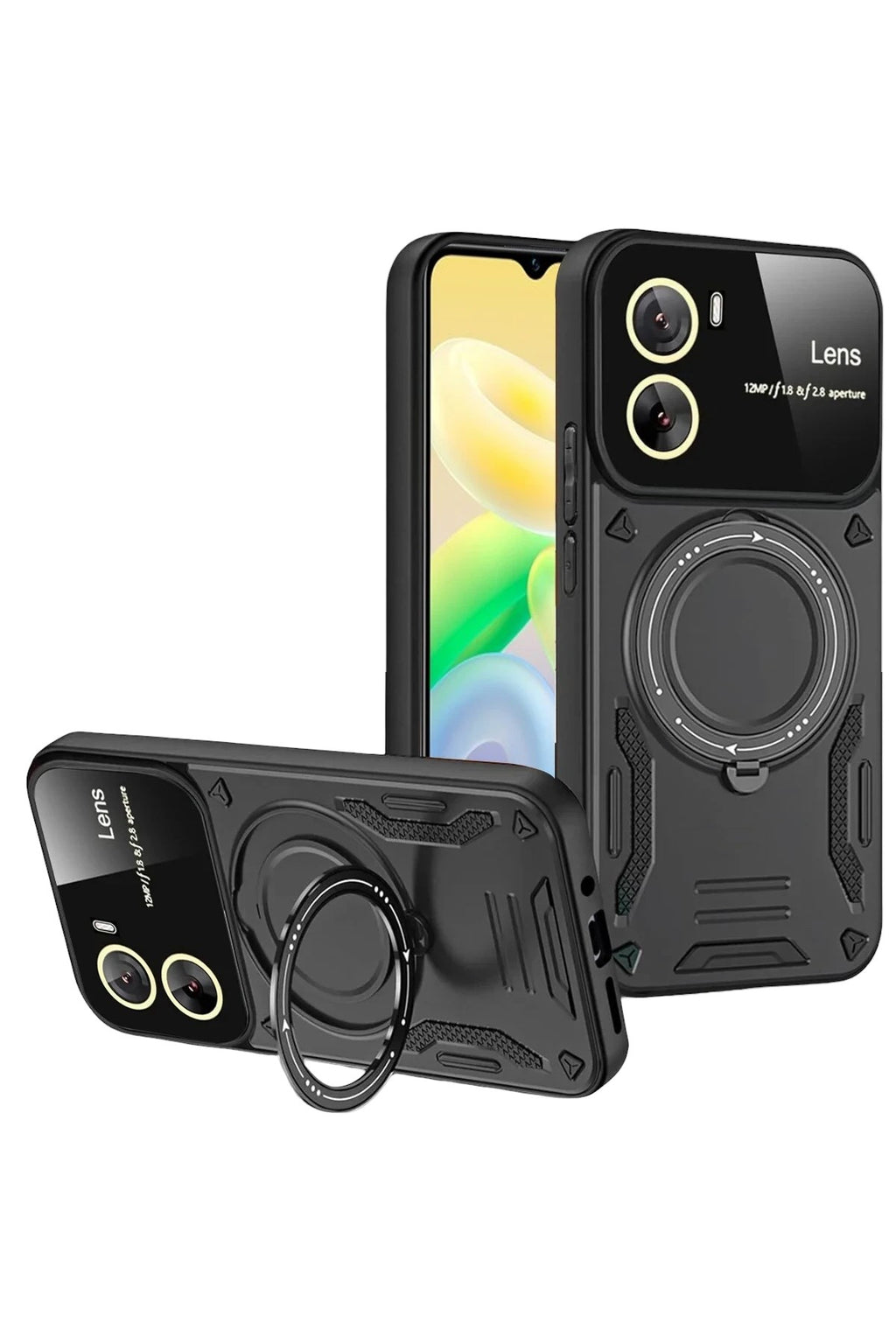 Mey İthalat® Vivo Y16 Kılıf Joy Lens Standlı Kapak - Siyah