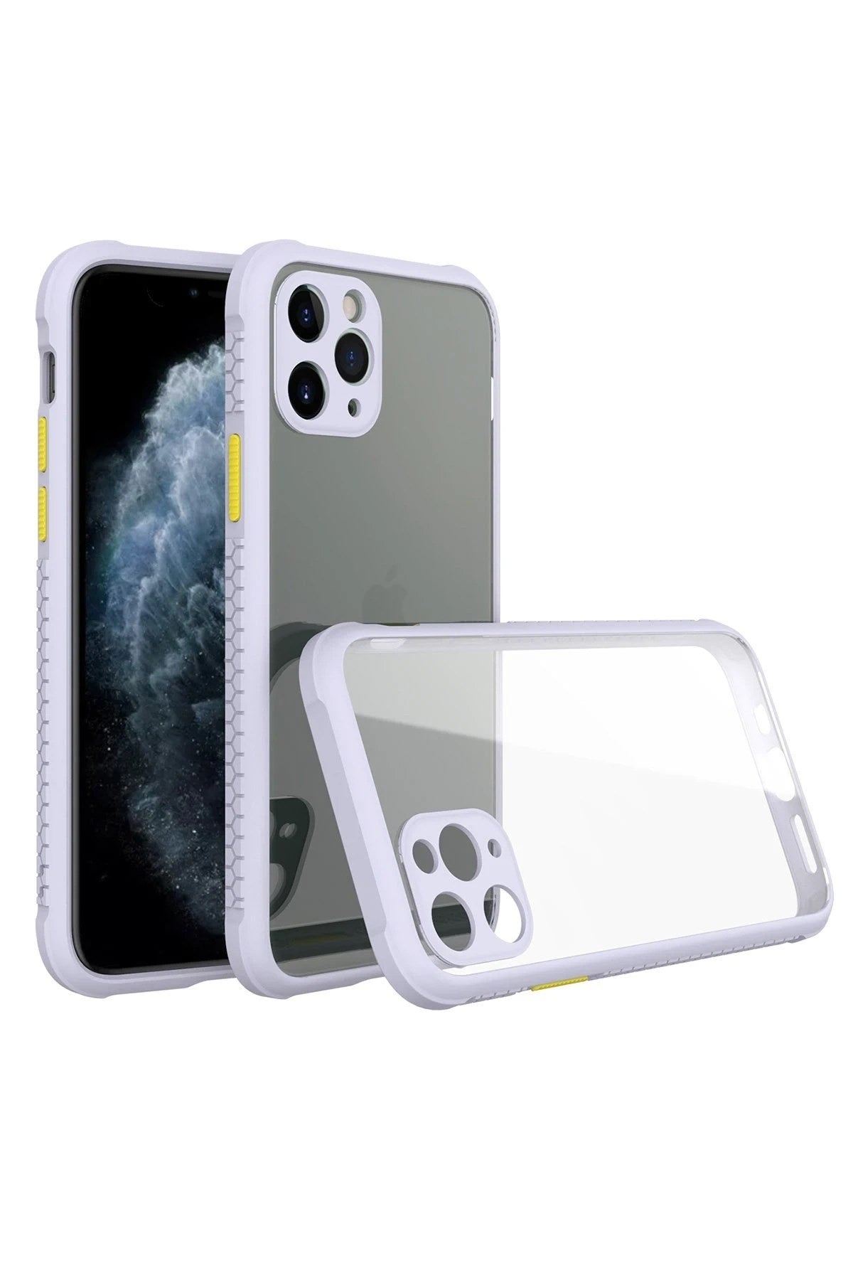Mey İthalat® iPhone 11 Pro Max Kılıf Miami Şeffaf Silikon - Lila