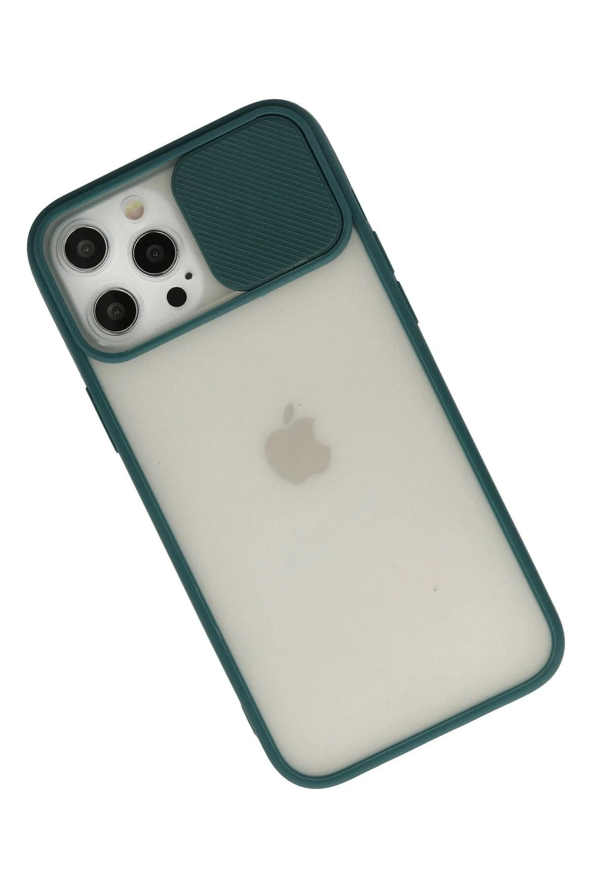 Mey İthalat® iPhone 12 Pro Max Kılıf Palm Buzlu Kamera Sürgülü Silikon - Yeşil