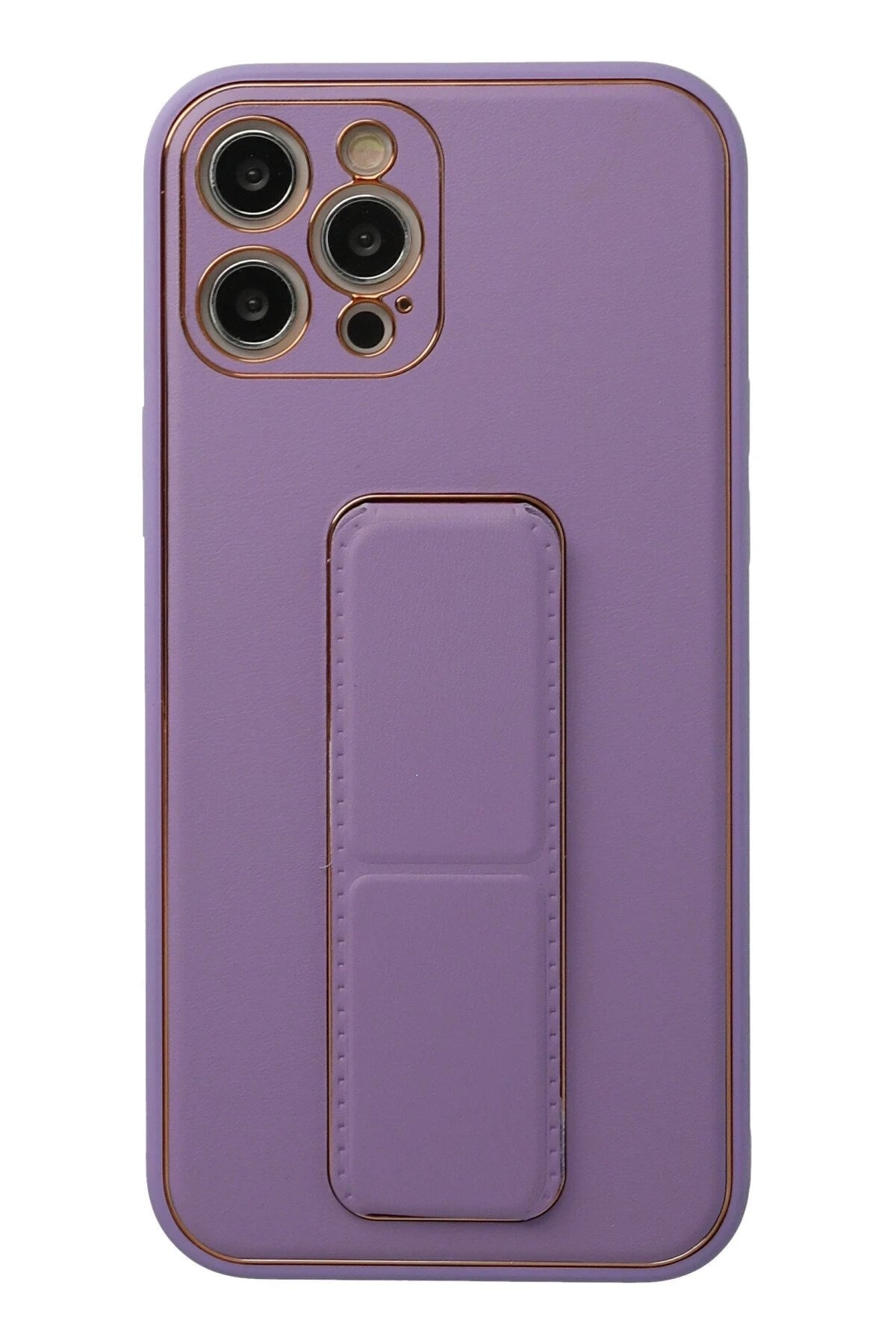 Mey İthalat® iPhone 12 Pro Kılıf Coco Deri Standlı Kapak - Lila