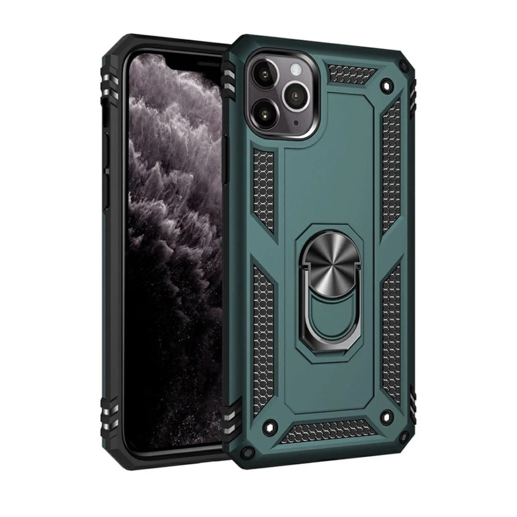 Mey İthalat® iPhone 11 Pro Kılıf Sofya Yüzüklü Silikon Kapak - Yeşil