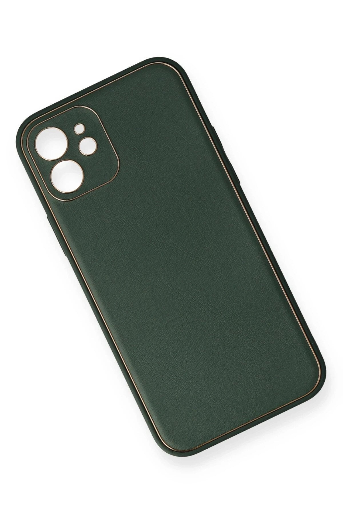 Mey İthalat® iPhone 12 Mini Kılıf Coco Deri Silikon Kapak - Yeşil