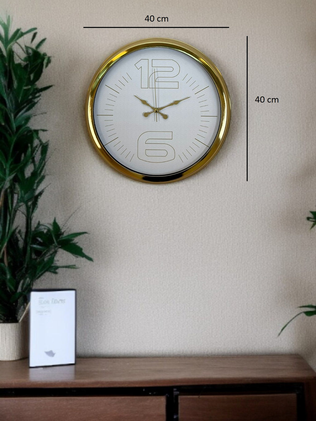 Elegant White Gold 40 Cm Metal Duvar Saati