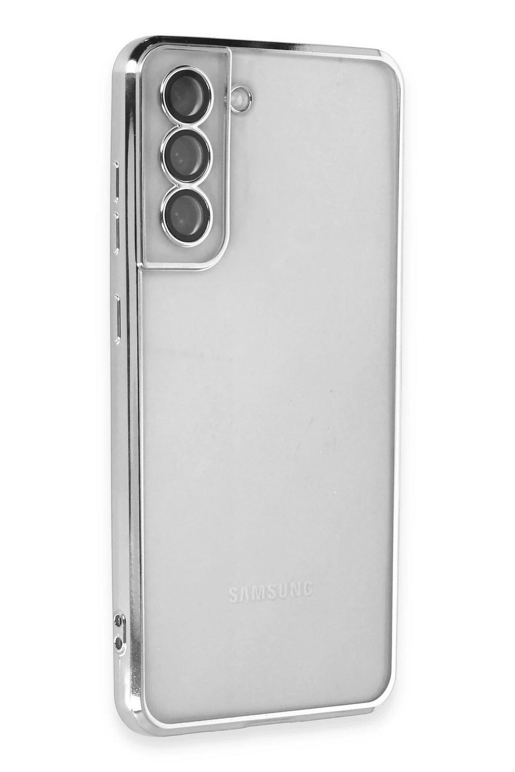 Mey İthalat® Samsung Galaxy S21 FE Kılıf Lensli Silikon - Gümüş