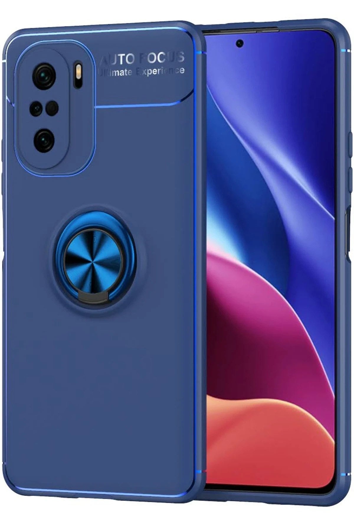 Mey İthalat® Poco F3 Kılıf Range Yüzüklü Silikon - Mavi