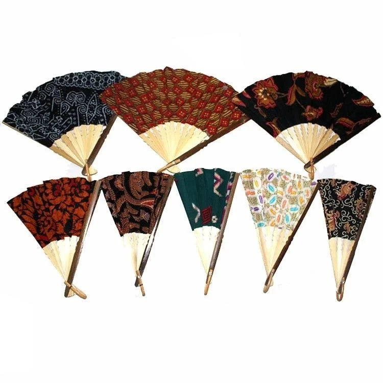 Bambu İskeletli Bez Yelpaze 25 Cm - Dekoratif El Yelpazesi Küçük Boy