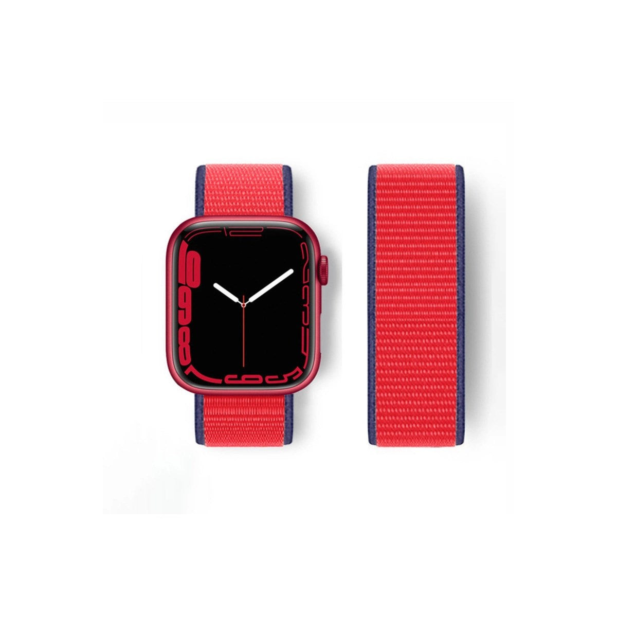 Mey İthalat® Watch 42mm Hasırlı Cırtcırtlı Kordon - Kırmızı