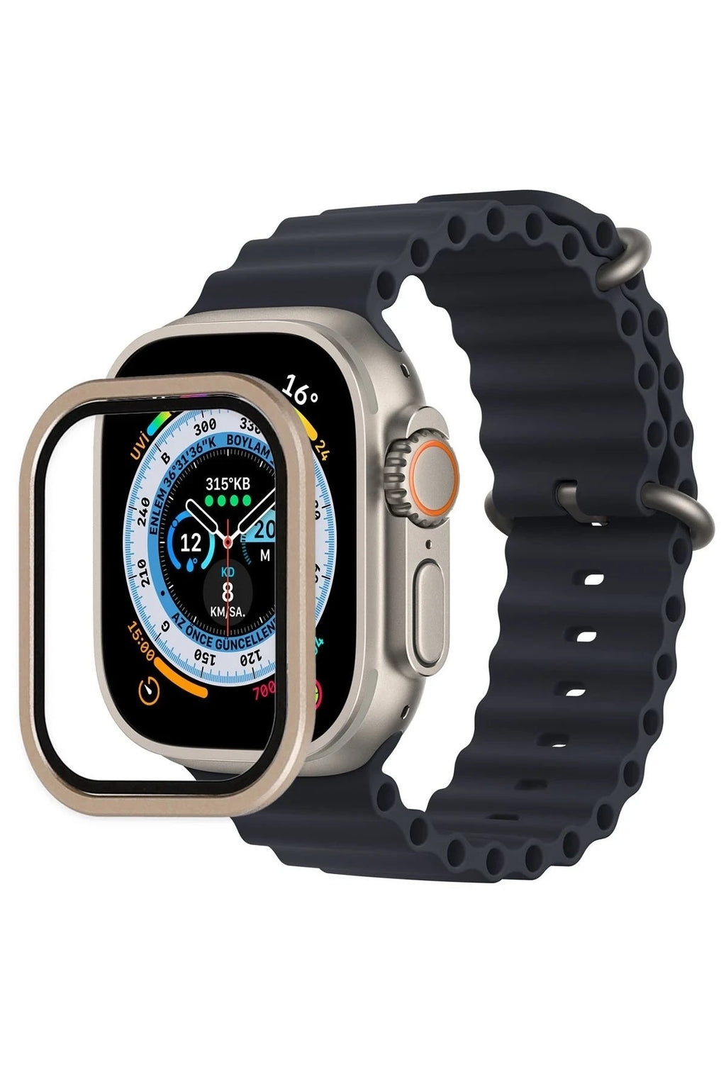 Mey İthalat® Watch Ultra 49mm Alüminyum Kasa Cam Ekran Koruyucu - Gold