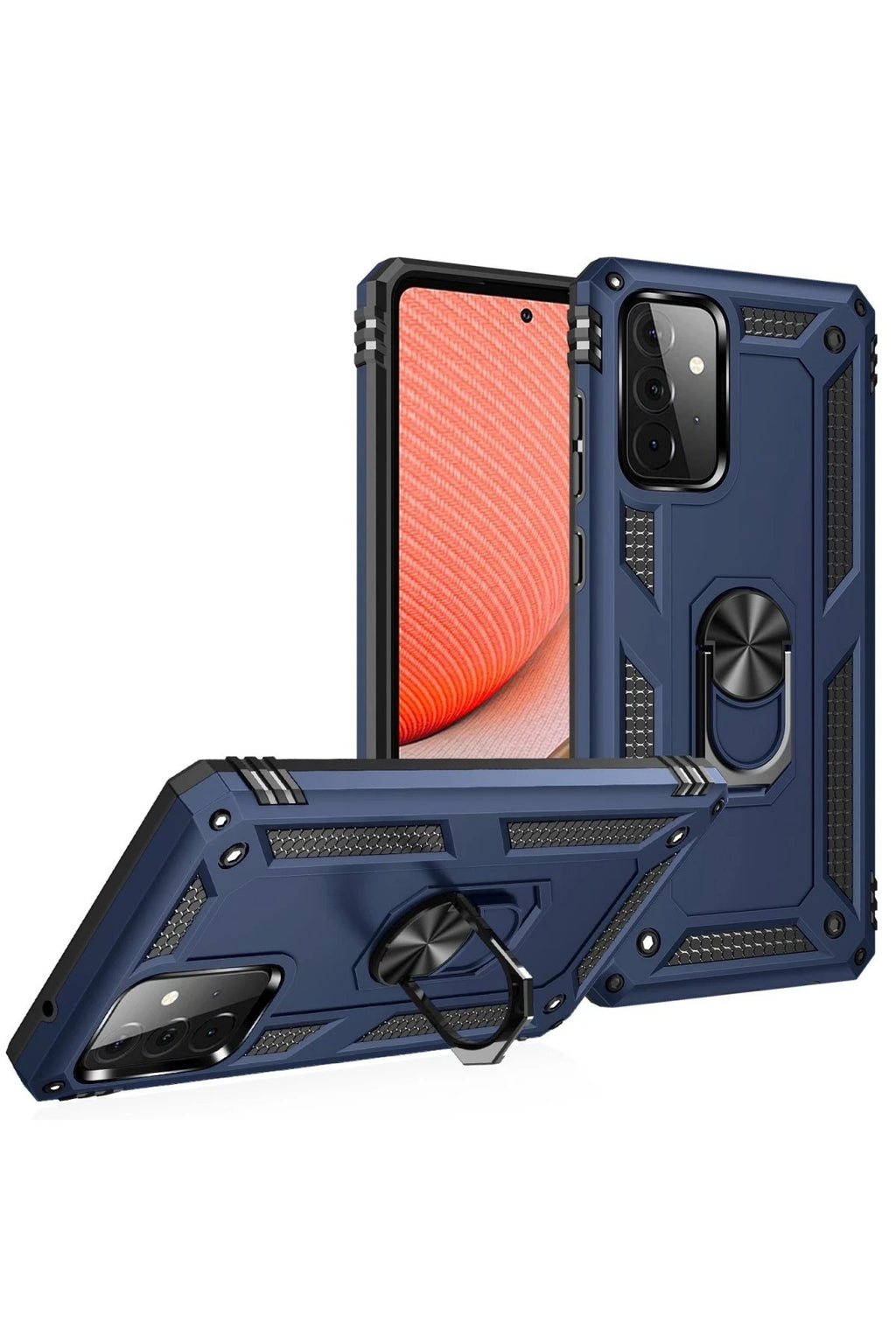 Mey İthalat® Samsung Galaxy A72 Kılıf Sofya Yüzüklü Silikon Kapak - Lacivert