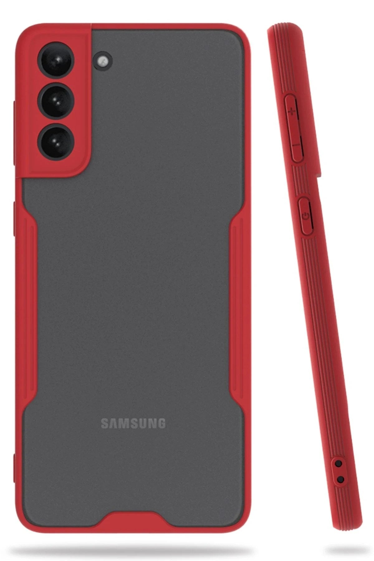 Mey İthalat® Samsung Galaxy S21 Plus Kılıf Platin Silikon - Kırmızı