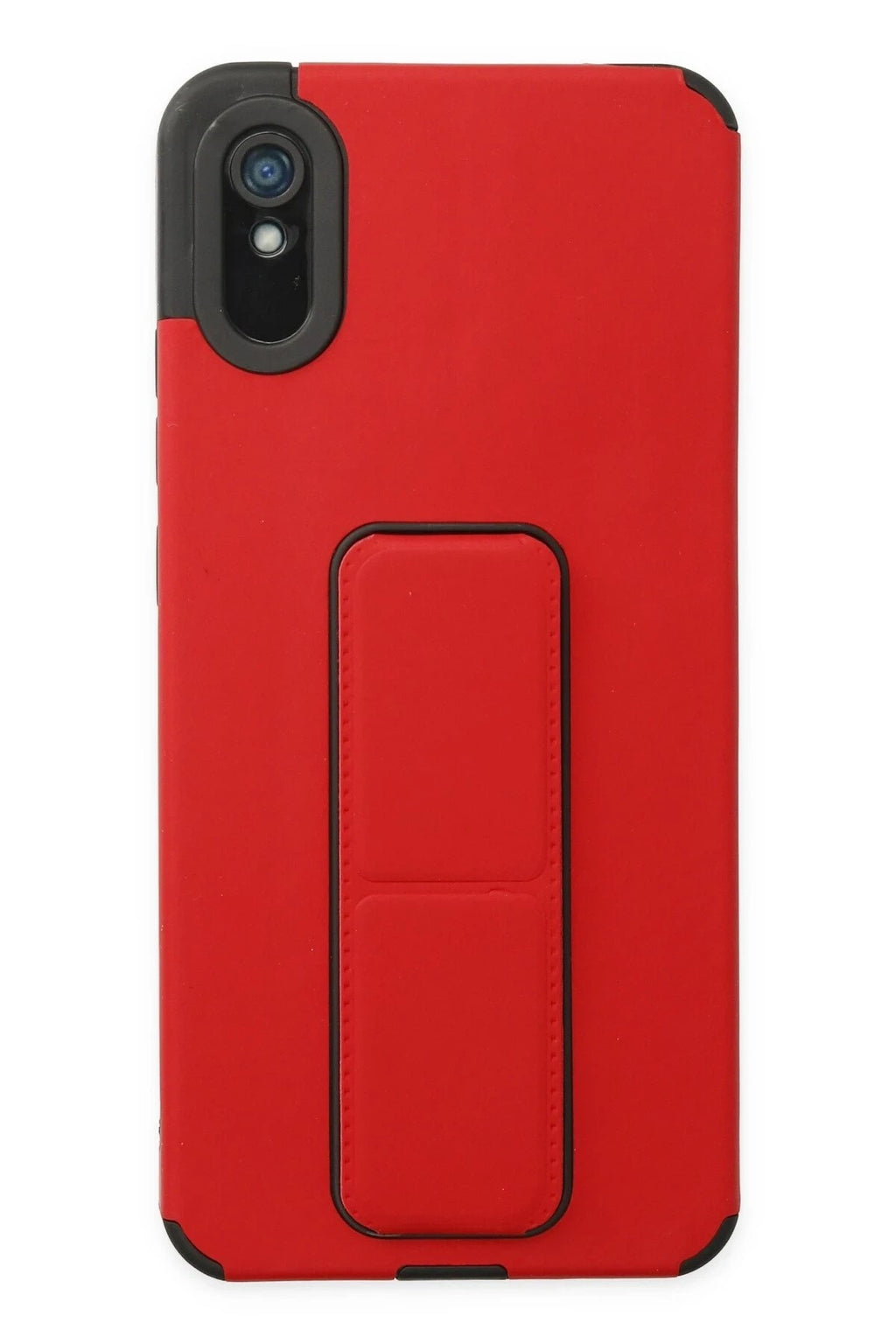 Mey İthalat® Redmi 9A Kılıf Mega Standlı Silikon - Kırmızı