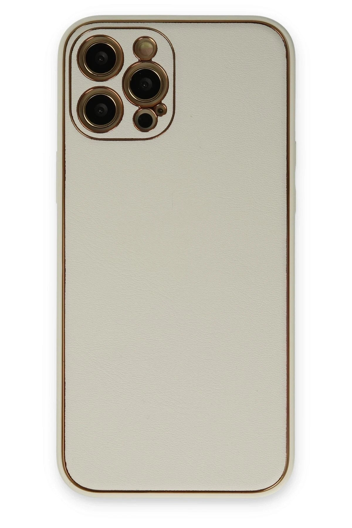 Mey İthalat® iPhone 12 Pro Kılıf Coco Deri Silikon Kapak - Beyaz