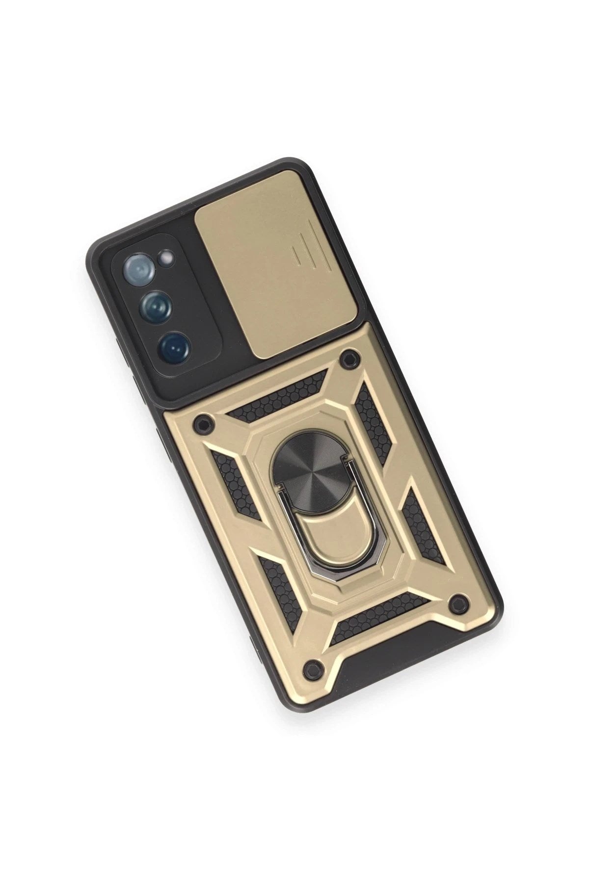 Mey İthalat® Samsung Galaxy S20 FE Kılıf Pars Lens Yüzüklü Silikon - Gold