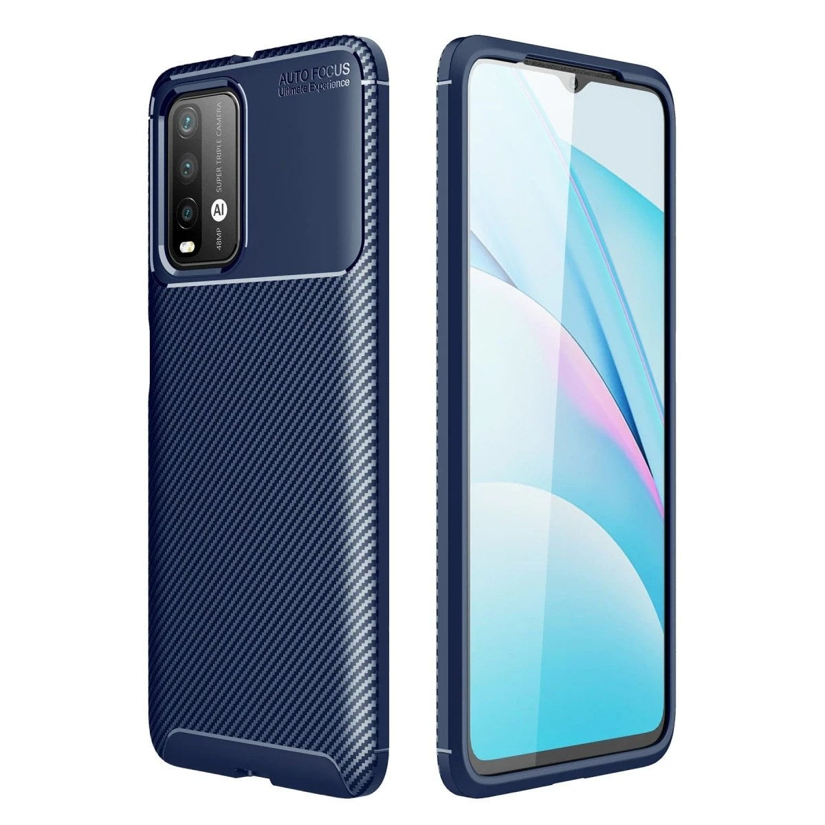 Mey İthalat® Redmi 9T Kılıf Auto Focus Karbon Kapak - Lacivert