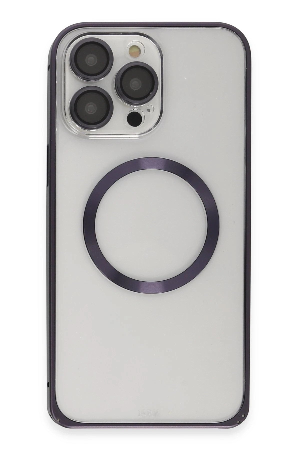 Mey İthalat® iPhone 14 Pro Kılıf Metal Bumper Magneticsafe Kapak - Derin Mor