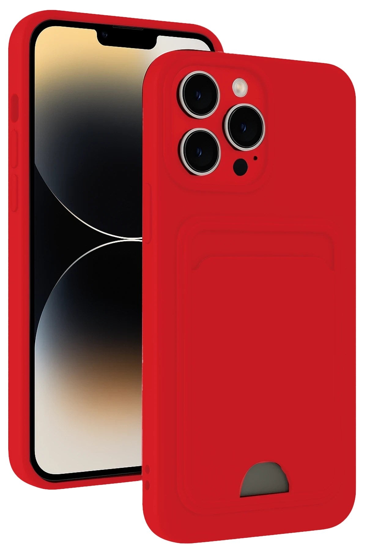 Mey İthalat® iPhone 13 Pro Kılıf Kelvin Kartvizitli Silikon - Kırmızı