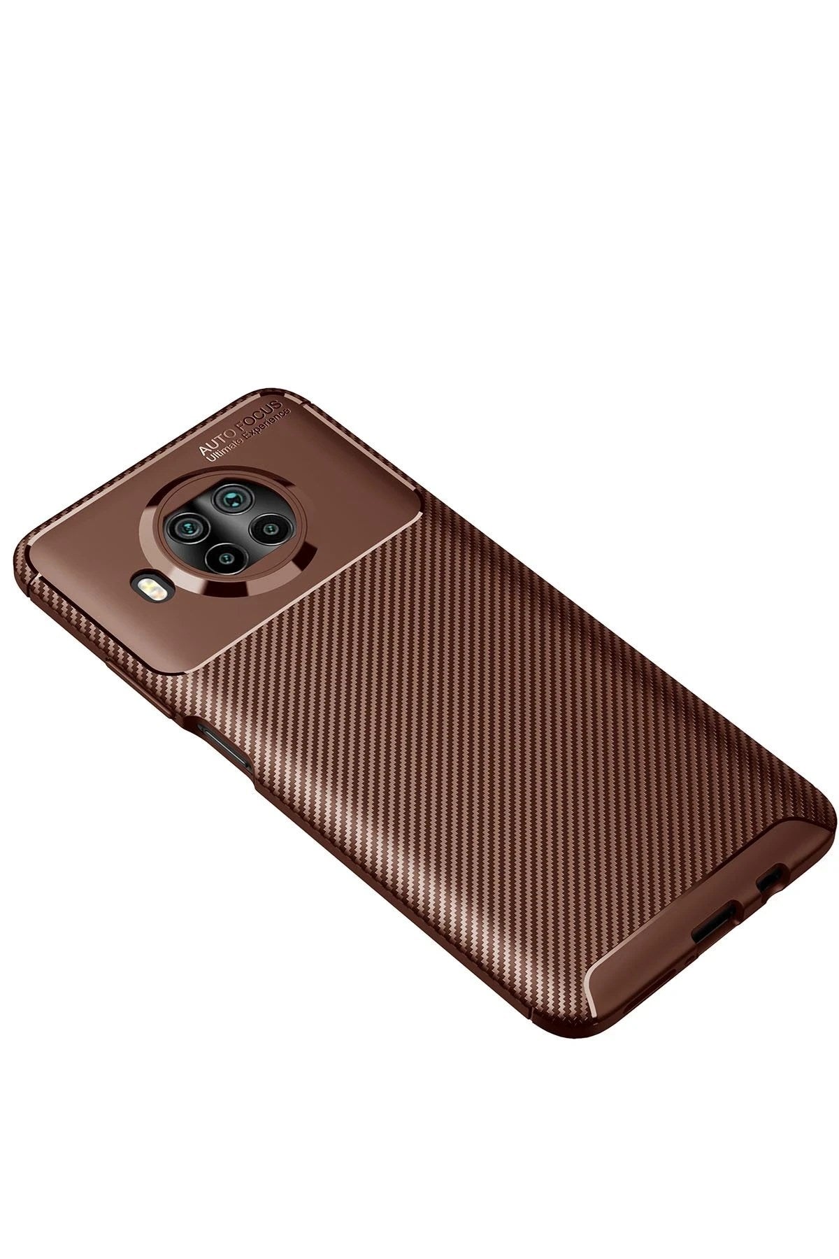 Mey İthalat® Mi 10T Lite Kılıf Auto Focus Karbon Kapak - Kahverengi