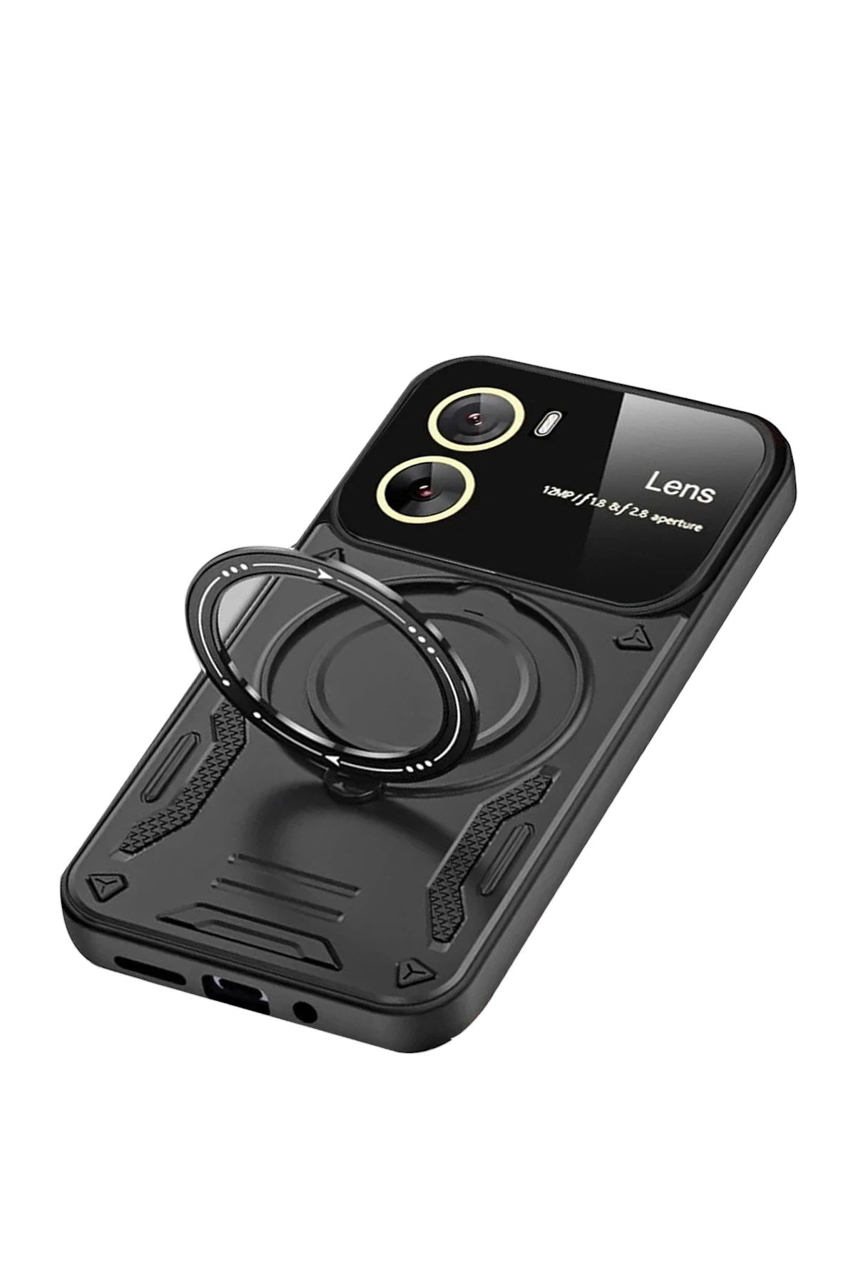 Mey İthalat® Vivo Y16 Kılıf Joy Lens Standlı Kapak - Siyah