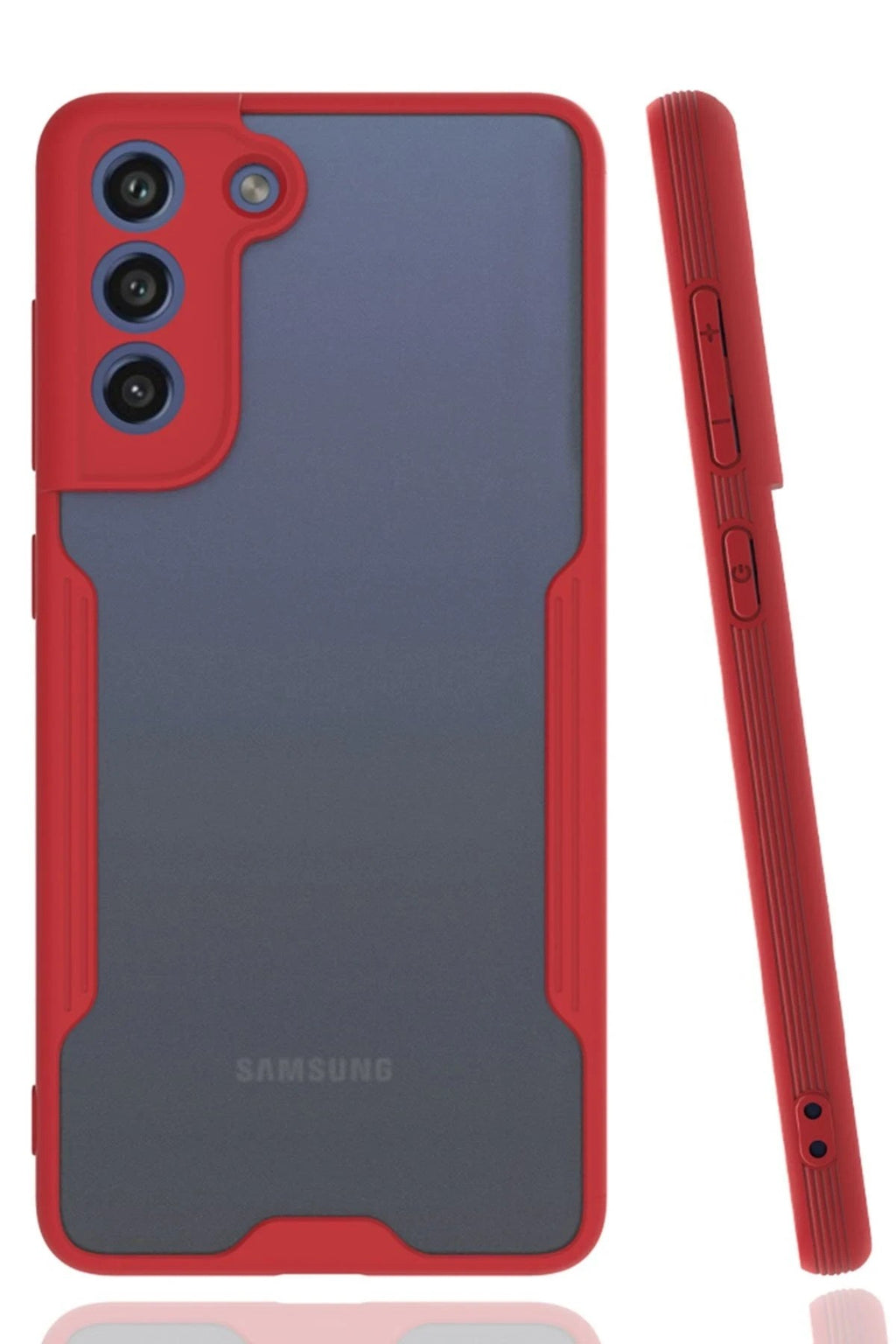 Mey İthalat® Samsung Galaxy S21 FE Kılıf Platin Silikon - Kırmızı
