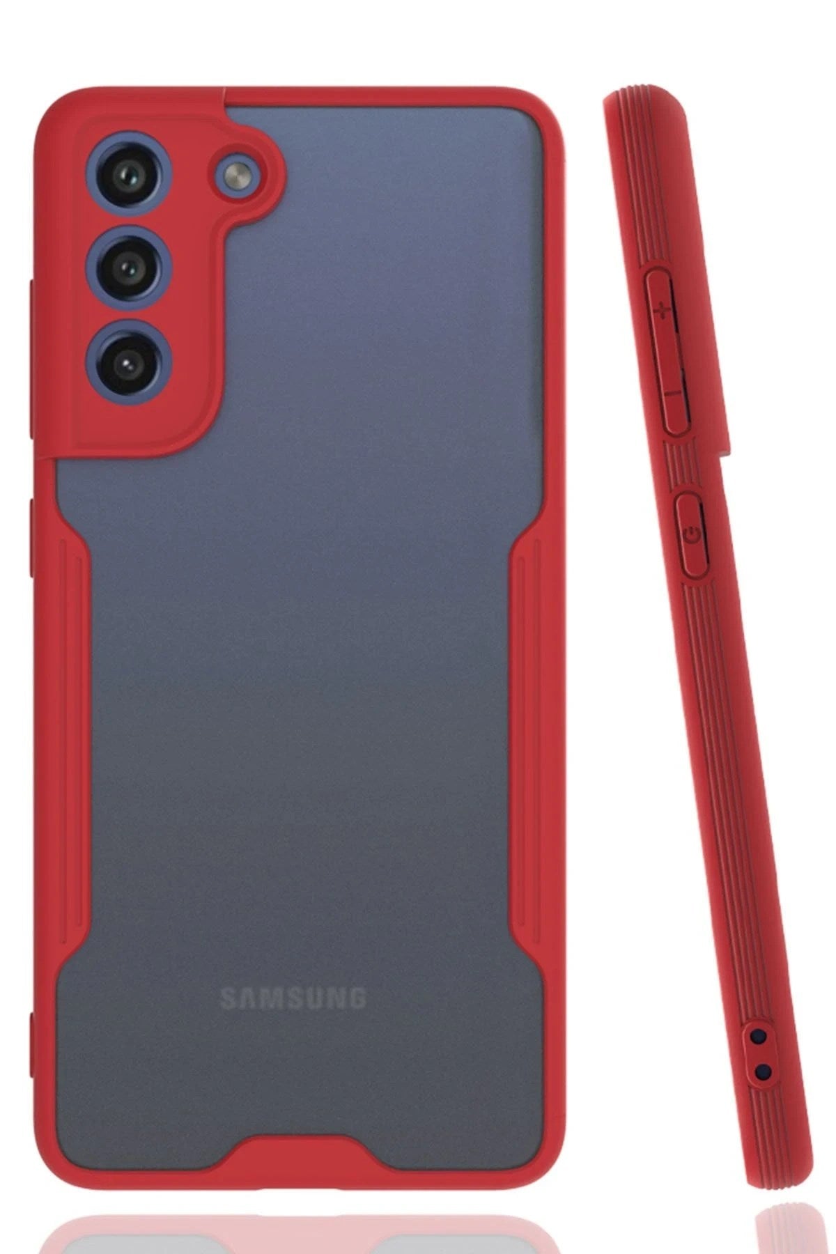 Mey İthalat® Samsung Galaxy S21 FE Kılıf Platin Silikon - Kırmızı