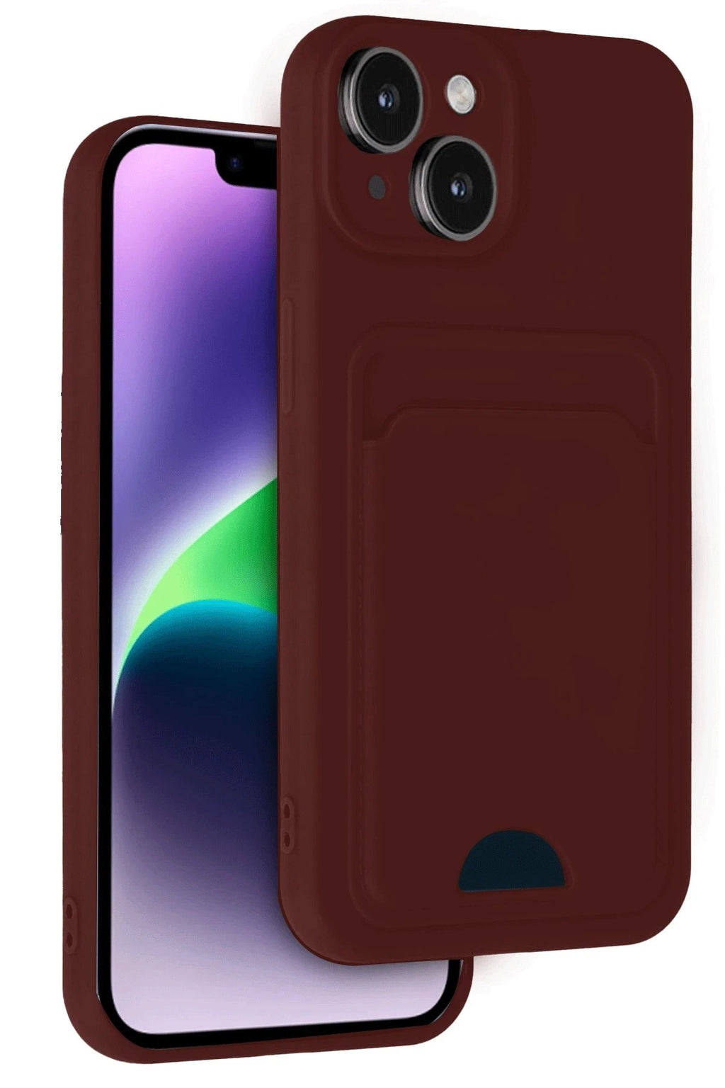 Mey İthalat® iPhone 14 Kılıf Kelvin Kartvizitli Silikon - Bordo