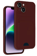 Mey İthalat® iPhone 14 Kılıf Kelvin Kartvizitli Silikon - Bordo