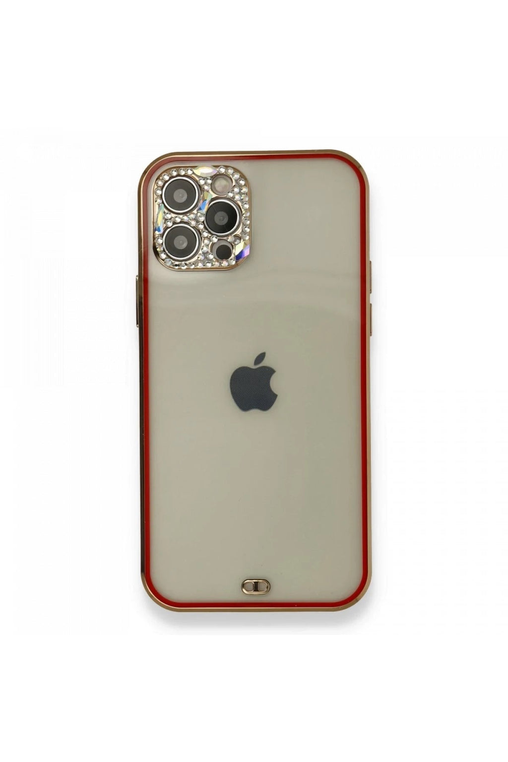 Mey İthalat® iPhone 12 Pro Kılıf Liva Taşlı Silikon - Kırmızı